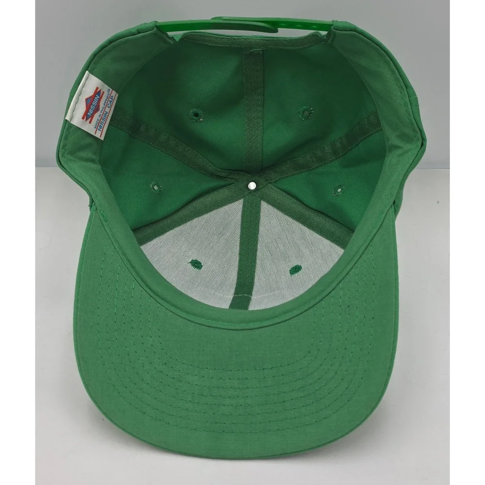 Vintage John Deere Nissin Trucker Hat Green Mesh Yellow Logo Patch Snapback Cap
